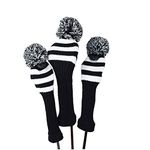 Hauni Stripes Knitted Golf Club Head Covers 3 Piece Set 1 3 5 Driver and Fairway HeadCovers Fits 460cc Drivers…