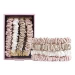 SILKIE x4 Set 100% Pure Mulberry Silk Nude Pink Neutral Skinny Scrunchies Travel Pouch Everyday Hair Ties Elastics Hair Care Ponytail Holder No Damage