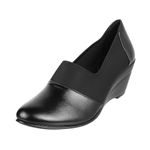 Metro Women's Black Faux Leather Fashion Wedge Heel Pumps UK/6 EU/39 (31-4804)