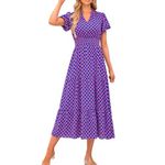 Womens Dress Casual Short Sleeve Long Dresses with Pocket for Daily, Holiday, Travel, Maternity Items Purple