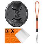 K&F Concept 52MM Lens Cap Snap-on Front Camera Lens Cover + Elastic Lens Cap Keeper + 2 Cleaning Cloth compatible with Canon Sony