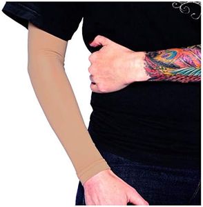 Tat2X Ink Armor Premium Full Arm Tattoo Cover Up Sleeve - No Slip Gripper - U.S. Made - Suntan - ML