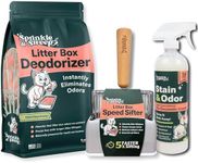 Sprinkle & Sweep Litter Box Deodorizer - Cat Litter Deodorizer Non Toxic and Safe for Kittens - Litter Deodorizer Instantly Eliminates Foul Litter and Urine Odors (Bag, Sifter & Spray)