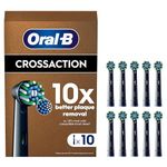 Oral-B Pro Cross Action Electric Toothbrush Head, X-Shape and Angled Bristles for Deeper Plaque Removal, Pack of 10 Toothbrush Heads, Suitable for Mailbox, Black (Packaging May Vary)