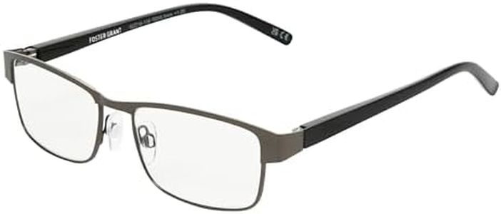 Foster Grant Men's Leo Square Reading Glasses, Gunmetal/Transparent, 59 mm + 2