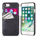 QLTYPRI for iPhone 6 6S Case, Premium PU Leather Case with Card Holder Slim Hard Shell Shockproof Anti Scratch Wallet Case Cover for iPhone 6 6s - Black