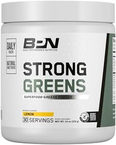 Bare Performance Nutrition, Strong Greens Superfood Powder, Antioxidants, Non-GMO, Gluten Free and No Artificial Sweeteners, Wheat Grass, Coconut Water, Turmeric and Monk Fruit (30 Servings, Lemon)