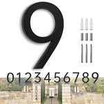 House Numbers for Outside 7 Inch Metal Home Number for Address Sign Black Modern Floating House Numbers with Nail Kit - Decorative Address Signs for House Yard Large Door Number 9