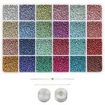 Bala&Fillic 11/0 Opaque Matte Color Seed Beads, 24 Colors Total 14400 pcs in Box Craft Seed Beads with Beading Tools for Jewelry Making Bracelets and Earrings (600pcs/Color,24 Colors)