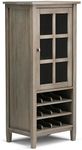 SIMPLIHOME Warm Shaker SOLID WOOD 23 Inch Wide Transitional High Storage Wine Rack in Distressed Grey, For the Living Room, Dining Room and Kitchen