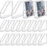 12 Pcs Clear Acrylic Magazine File Holder Plastic Desk Organizer with Handle Basics Vertical Magazine Rack Desk Folder Document Storage Organizer for Home Office School Work Study Desktop Supplies