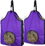 HIRQUITICKE 2 Pack Premium Durable Horse Slow Feed Hay Bag with Metal Snap Fastener and Heavy Adjustable Strap