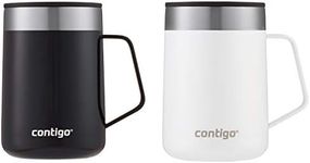 Contigo Streeterville Stainless Steel Travel Mugs 14oz, Stylish Duo Pack with Splash-Proof Lid, Vacuum-Insulated Coffee Mugs with Handle & Grip Base, Dishwasher Safe - Licorice & Salt