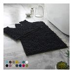 Lions Luxury 2 Piece Loop Bath Mats for Bathroom - Non Slip Chenille Bath Mat Set Rugs, Extra Soft with Water Absorbent Pedestal Bathmat Shower Toilet Mat, Black