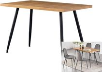 AINPECCA Dining Table with Black Metal Legs Kitchen Table (Oak Effect Top, 120 * 70cm)