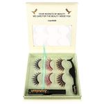 Layralash Magnetic False Eyelash Kit || Super Strong with Power of 10 Magnets || Waterproof Liquid EyeLiner || Simple & Coloured Eye Lashes || Reusable Lashes 3 Pairs with Applicator (Rainbow Colored)