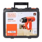 BLACK+DECKER KX2001K-QS 2000 W 230 V Corded High Speed Heat Gun With Temperature Control (Kit Box),300-500 LPM Airflow,For Removing & Drying Paint Coats,Remelting Adhesives & Shrink Wrapping, Orange