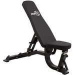 RIP X Fully Adjustable Flat | Incline | Decline FID Weight Bench - Black with Nonslip Cushions