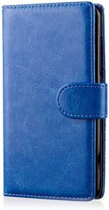 32nd Étui Portefeuille en Cuir PU Flip Coque pour Samsung Galaxy A5 (2015), Housse avec Fentes CB et Fermeture Magnétique - Bleu Foncé
