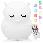 Cute Owl Kids Night Light,Silicone Rechargeable Nursery NightLights,Portable Changing Mode Multicolor Lamp Light Children Bedroom,Gifts for Women Toddler Baby Kawaii Room Decor (Owl)