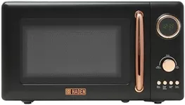 HADEN Vintage Retro 0.7 Cubic Foot/20 Liter 700 Watt Countertop Microwave Oven Kitchen Appliance with Turntable, Pull Handle, and 5 Power Levels
