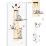 PAKESI 4-Levels Door Hanging Cat Climber Tree,Vertical Cat Tower for Door Mounted Cat Tree, Easily Hangs on Any Door for Endless Feline Fun (59" H X 14”W)