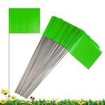 50 Pack Marking Flags Marker Flags for Lawn, IKAYAS 4 * 5 * 15 Inch Green PVC Small Yard Flags Yard Marking Flags Lawn Flags, Garden Flags, Survey Flags, Yard Markers, Irrigation Flags, landscape flag