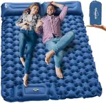 POWERLIX Double Sleeping Pad Camping Pads for 2 Person with Pillow, Built-in Foot Pump Inflatable Sleeping Mat for Backpacking, Hiking, Traveling, Outdoor, Portable Tent Camping Mattress