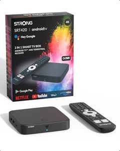 STRONG SRT420 4K Streaming Box Android TV Mit Ethernet-Port, DVB-T2, 2GB RAM + 8GB Speicher, Integriertem Chromecast, WiFi, Google Sprachassistent, HDR10+