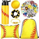 7 Pcs Softball Gifts for Girls Including 23 oz Softball Water Bottle Softball Drawstring Bag Softball Goodie Makeup Bags Softball Stickers Hair Ties Softball Foam Training Ball Sport Hair Scrunchies