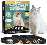 YOTANGO 4 Pack Flea Collar for Cats, 32 Months Flea and Tick Prevention for Cats, Waterproof Cat Flea Collar, Cat Flea and Tick Treatment, Adjustable Flea and Tick Collar for Cats Kittens-Black