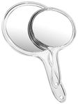 OMIRO Hand Mirror, Double-Sided Handheld Mirror 1X/3X Magnifying Mirror with Handle, Set of 2 (Clear)