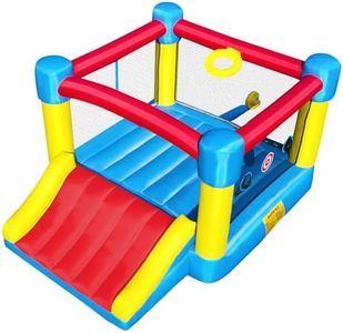 NBSPORT Inflatable Bounce House for Kids Ages 3-8 - Largest 6.7'x8.4' Jump Zone, Big Kids Bouncer Castle with Slide | Blower Included | Backyard Party & Birthday Gift (ASTM & CPSIA Certified)​