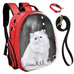 Buraq Pets Astronaut Pet Carrier Backpack with Cat Harness with Leash Designed with Breathable Space, Ventilated, Secure & Comfortable Cat Carrier with Cat Belt for Outdoor Use