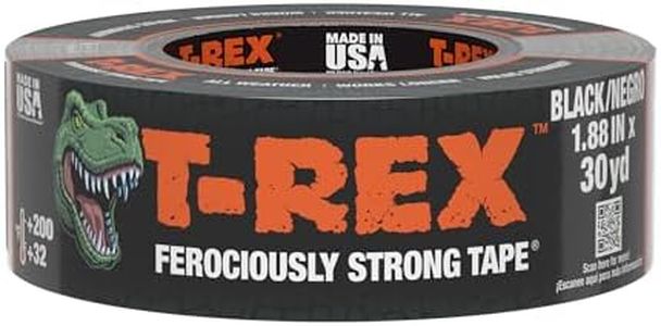 T-REX Tape Heavy Duty Duct Tape with UV Resistant & Waterproof Backing for Ferociously Strong Repairs, 1.88" x 30 yd, Black, 1 Roll