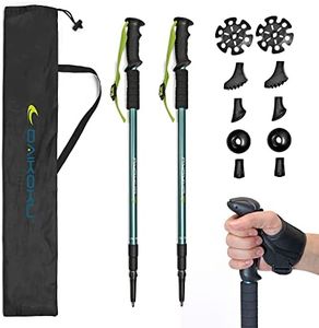 Daikoku - Bastones de Trekking Extensibles | Ajustables 65-135cm, Resistentes en Aluminio | Agarre Ergonómico, Multi-Terreno con 6 Puntas | para Senderismo, Montaña y Nieve | Material Aluminio.