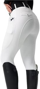 FitsT4 Sports Women's Horse Riding Pants Full Seat Equestrian Breeches High Waist Horseback Riding Tights with Pockets White XX-Large