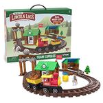 Lincoln Logs Sawmill Express Train - Real Wood Logs - Buildable Train Track - 101 Parts - Ages 3 & Up