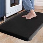 Carvapet Non Slip Kitchen Mat Anti Fatigue Standing Mats Cushioned Comfort Kitchen Floor Mats PVC Waterproof Runner Rug for Standing Desk, Kitchen, Office (Black,44x70cm)