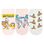 BALENZIA X Disney Bambi Character Socks | Lowcut Ankle Socks for Women | Cotton & Spandex Printed Socks | Pack of 3