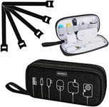 HESTECH Cable Organizer Charger Bag Travel Electronics Storage Waterproof Universal Portable Cord Case for USB SD Flash Card Hard Drive Power Adapter Bank Phone Accessories With 5pcs Cable Ties,Black