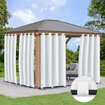 BTTO Patio Outdoor Curtains Waterproof Weatherproof,UV and Fade Resistant Outside Curtains for Gazebo,Front Porch,Pergola,Eyelets Rod Pocket Tap Bottom,White