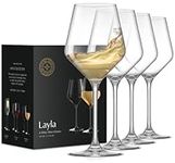 JoyJolt Layla White Wine Glasses, Set of 4 Italian Wine Glasses, 13.5 oz Clear Wine Glasses