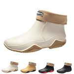 Rain Boots for Women and Men, Waterproof Non-slip Rain Boots for Outdoor Working Fishing and Wet Conditions, Lightweight PVC Wear-Resistant Short Garden Boots, Unisex Ankle Rain Shoes Wide Calf(Beige(