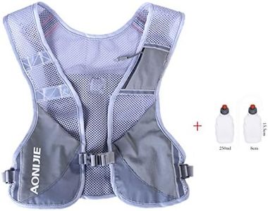 AONIJIE Outdoor Hiking Hydration Backpack Marathon Backpack Male Lightweight Vest Climbing Cycling Backpack (Grey + 2 250ML Bottles)