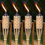 150cm Bamboo Tiki Torches Pack of 4. Extra Tall 150cm Bamboo Tiki Torches with Large 500ml lamp Oil Canister. Outdoor Lighting, Ideal for Outdoor Parties and Events, and Keep pests & Bugs at Bay!