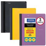 Five Star Interactive Notetaking Composition Books, 3 Pack, 1-Subject, College Ruled Paper, 11" x 8-1/2", 100 Sheets, Customizable Cover, Black, Amethyst Purple, Harvest Yellow (850068-ECM)