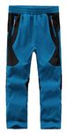 Dizoboee Kids Snow Pants Boys Waterproof Windproof Fleece Lined Outdoor Ski Hiking Pants, Blue/Black, Medium