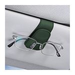 Sunglasses Holders for Car Sun Visor, Leather Eyeglasses Hanger Mounter, Magnetic Glasses Holder and Ticket Card Clip, Auto Interior Accessories Universal for SUV Pickup Truck (Dark Green)