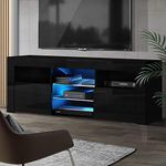 Artiss TV Unit Cabinet Entertainment Units, 160cm Length Stand Table Cabinets Storage Shelf Organiser Cupboard Home Living Room Bedroom Furniture, with 2 Drawer 16 Colour Lights High Gloss Black